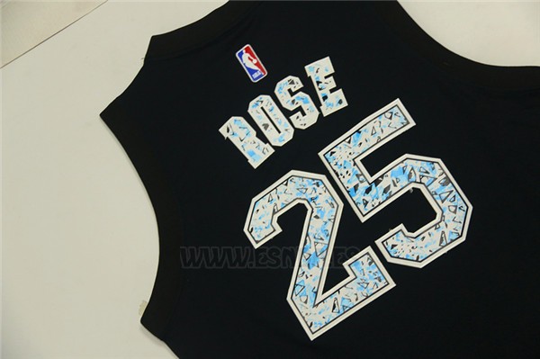 Camiseta Diamonds Editon New York Knicks Derrick Rose #25 Negro